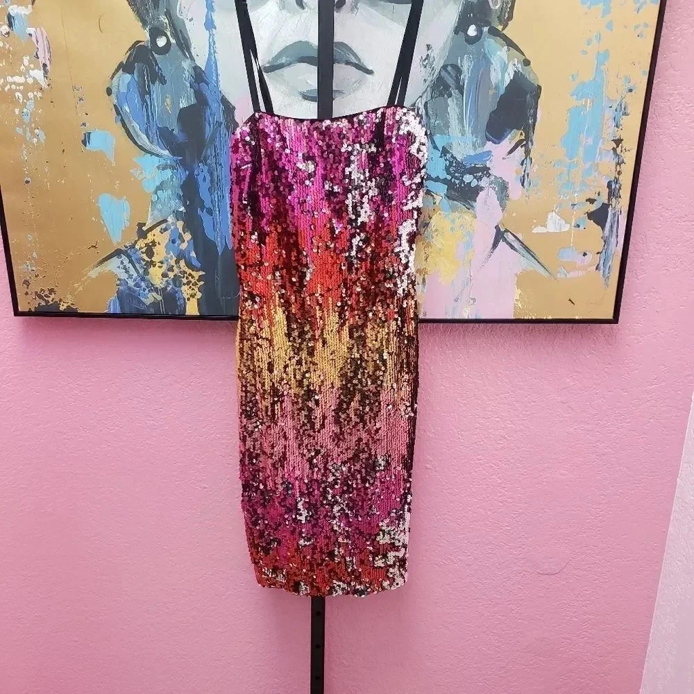 Maria Bonita Reversible Sequin Strapless Dress